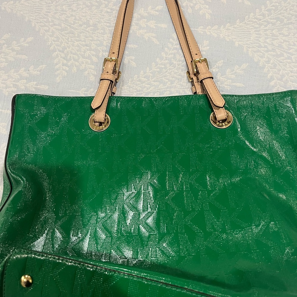 Michael Kors Green Tote with Beige Straps